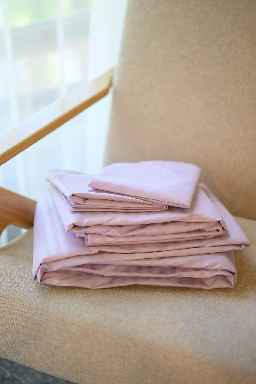 Комплект постільної білизни Signorina Siena зі страйп-сатину двоспальний 50х70 см/70х70 см Лаванда (0017D) - фото 4