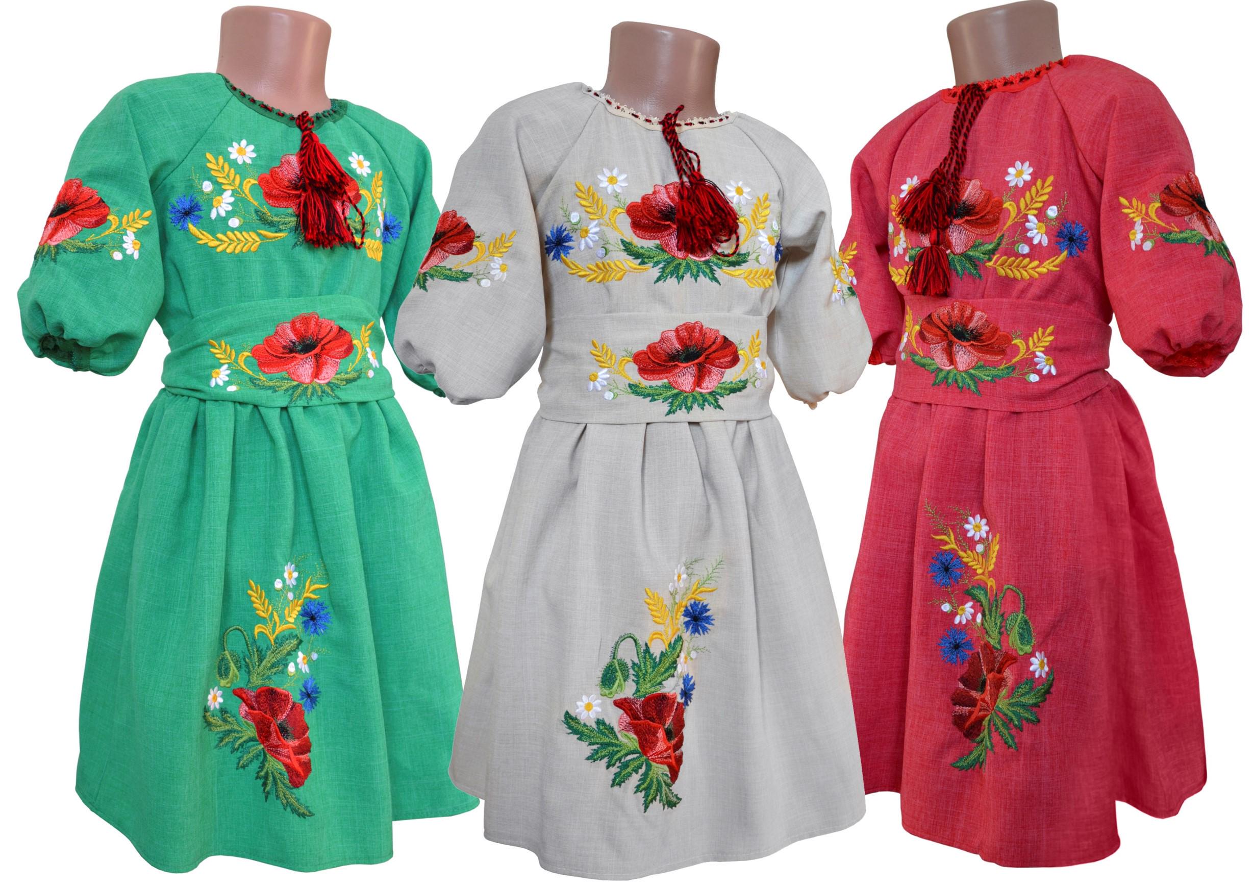 Сукня дитяча вишита Мак-волошки р. 28 Бежевий (7758/28) - фото 2 Сукня дитяча вишита Мак-волошки р. 28 Бежевий (7758/28) - фото 2