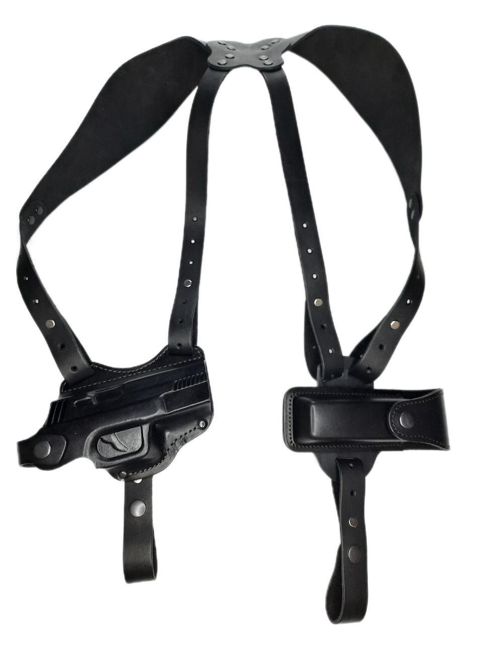 Кобура оперативная двухсторонняя Glock 17 формованная с чехлом под магазин кожа Черный (26068414)