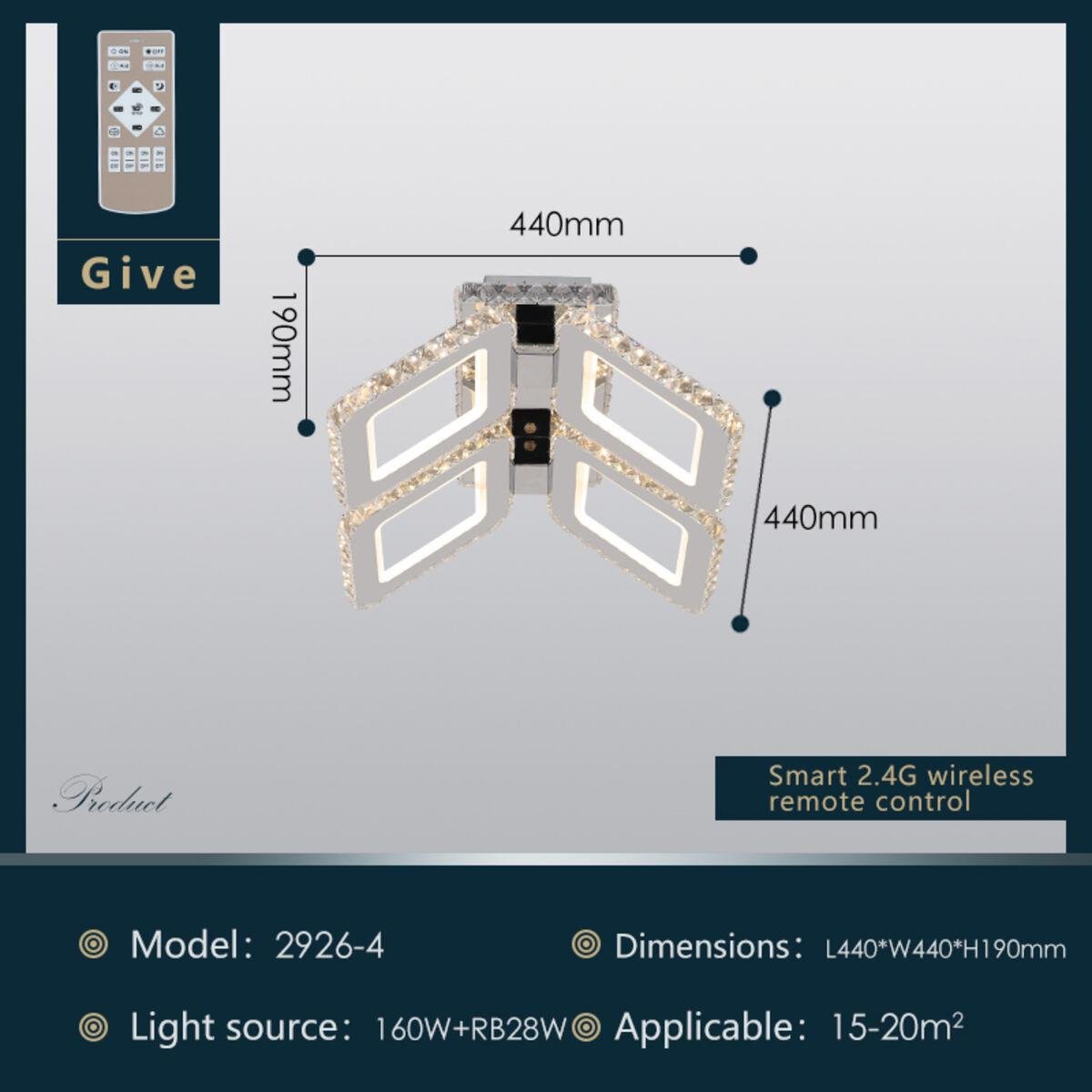 Люстра світлодіодна акрилова Sirius 2926-4 160W+28W - фото 6