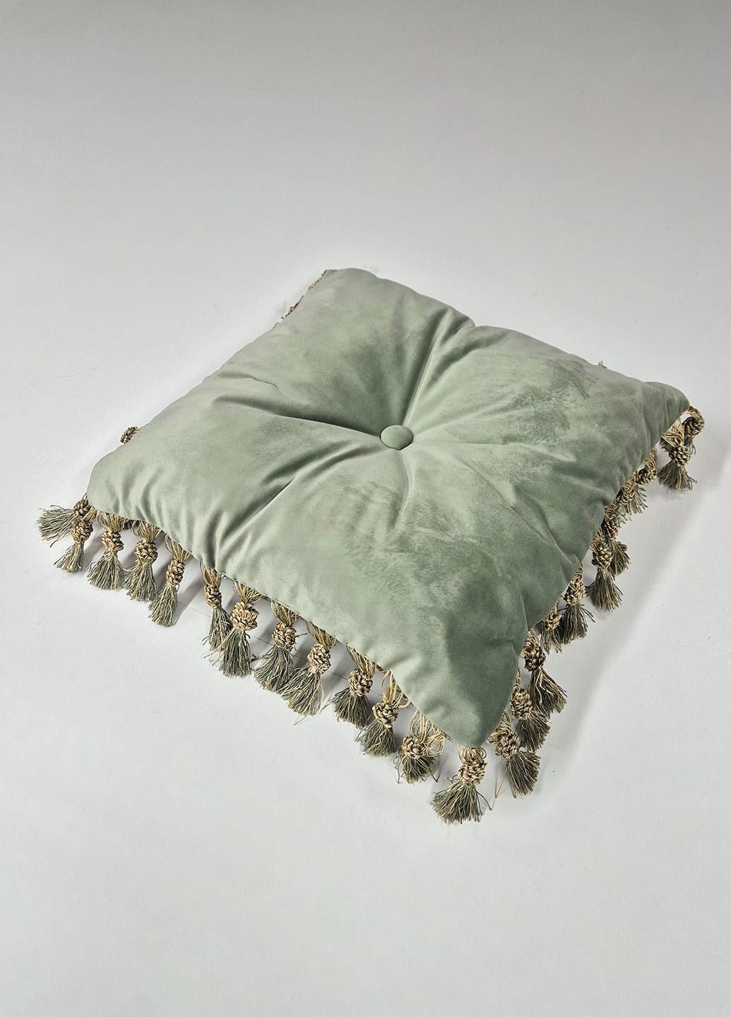 Декоративна подушка Firanka Handmade королівська з бахромою 40х40 см Салатовий (п_0172_2)