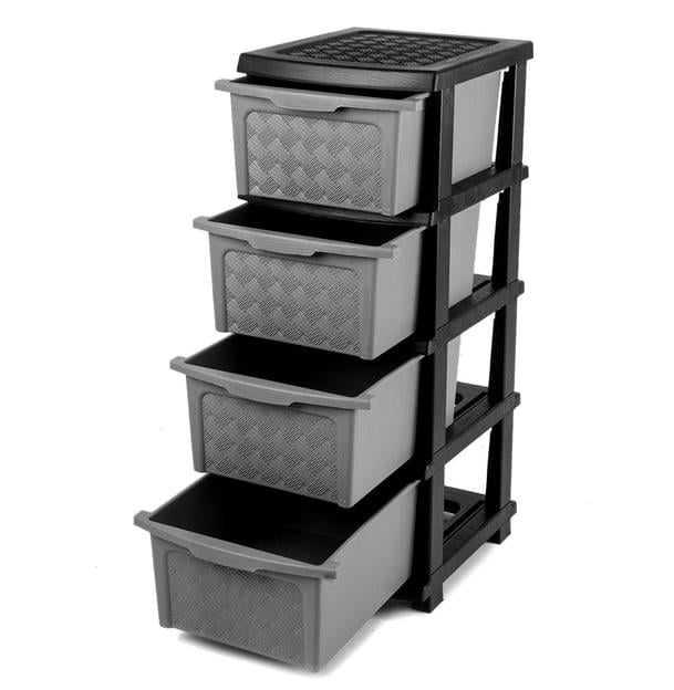 Комод на 4 шухляди R-Plastic Компакт 34х40х86 см Сіро-Чорний (Р6) - фото 2 Комод на 4 шухляди R-Plastic Компакт 34х40х86 см Сіро-Чорний (Р6) - фото 2