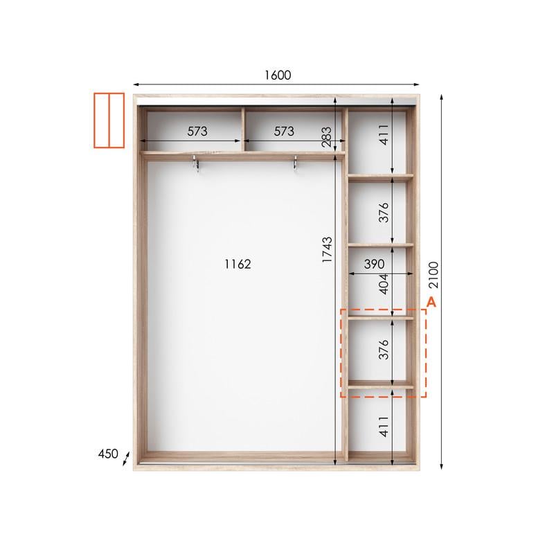 Шафа-купе Idea серія 5 160х45х210 см Дуб сонома (1486) - фото 2