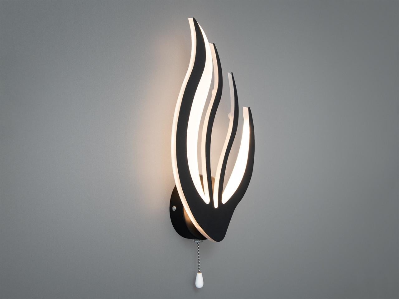 Бра светодиодная для спальни 2527/1BK 16 Вт с цепочкой Черный (2972560181)