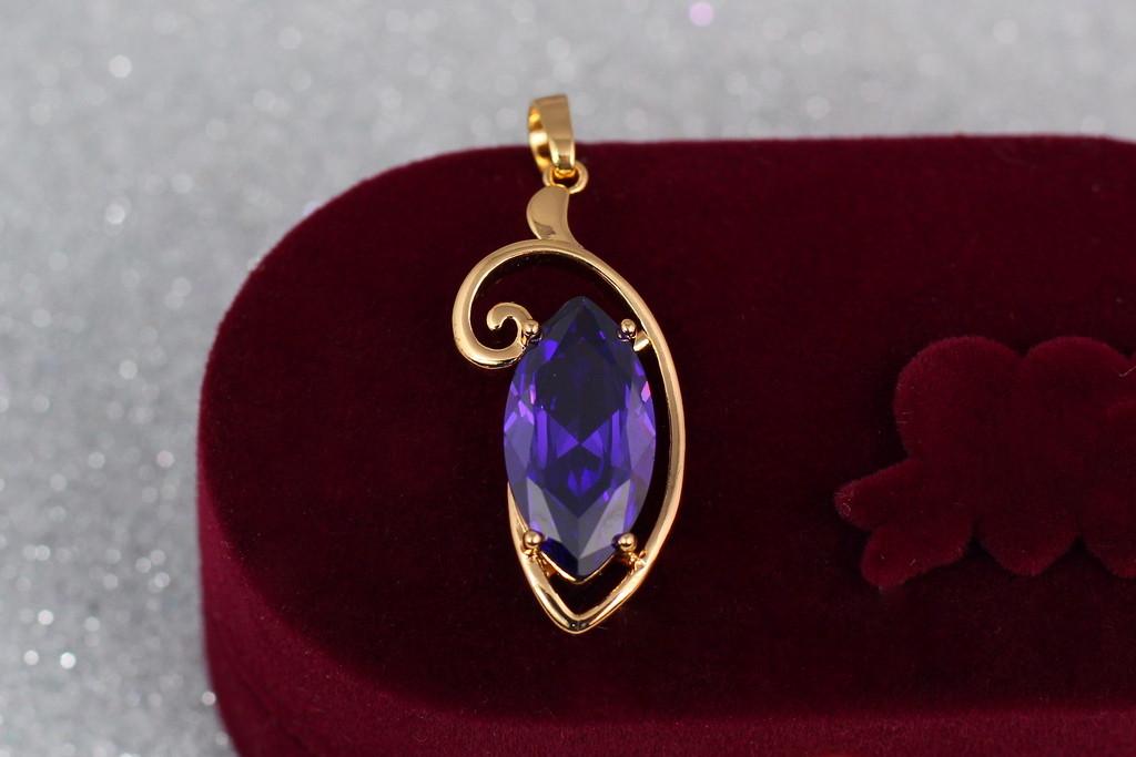 Кулон Xuping Jewelry Маркиз с фиолетовым камнем 3 см Золотистый