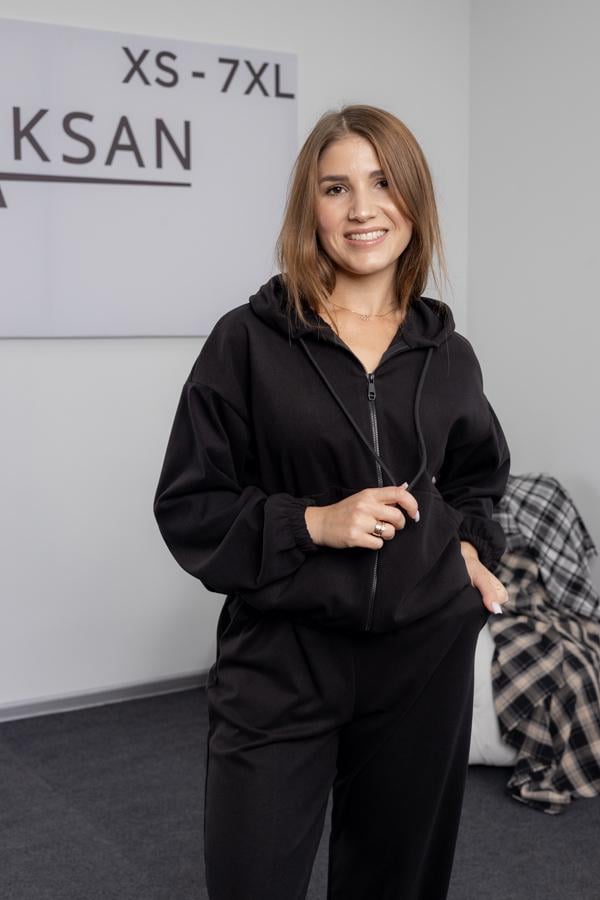 Спортивный костюм женский двойка зимний Aksan L Черный (25.2800_black_46)