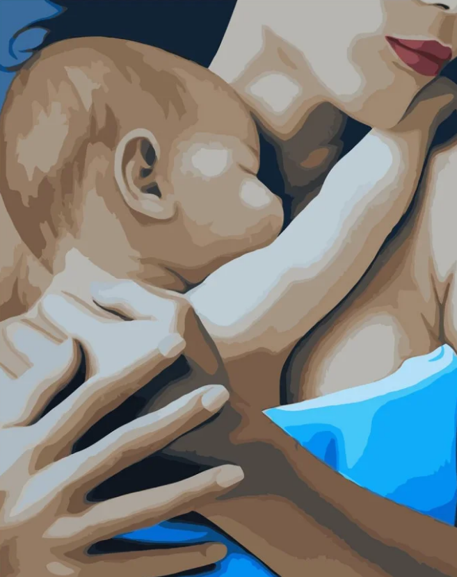 Картина по номерам Strateg Премиум Материнство с лаком и уровнем 40x50 см (VA-2832)