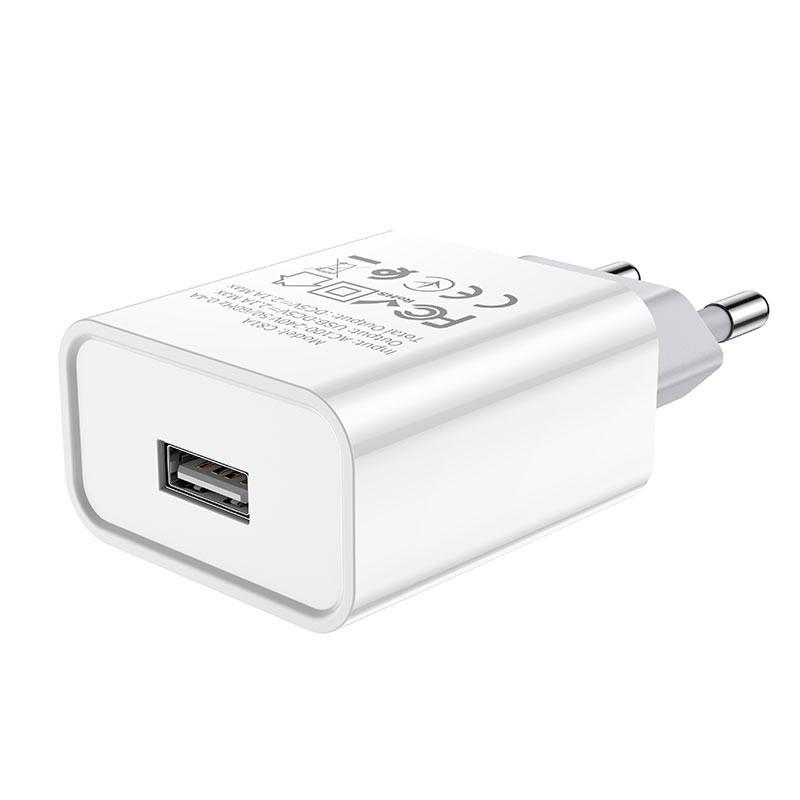 Пристрій мережевий зарядний Hoco C81A 1 USB/2,1 A з кабелем для заряджання USB/Lightning Білий - фото 6