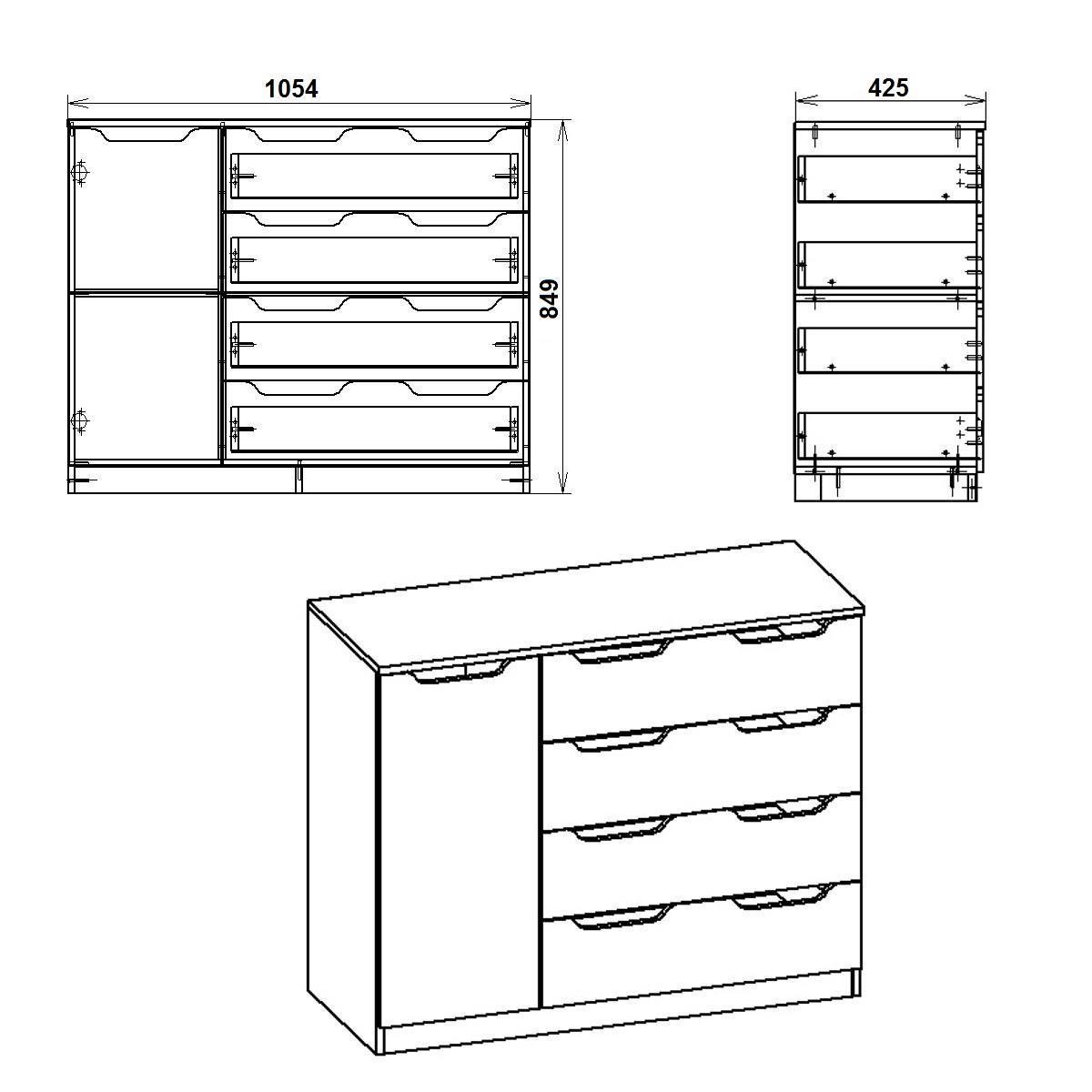 Комод Компаніт без ручок з шухлядами та дверцятами Німфея альба (26967876) - фото 2 Комод Компаніт без ручок з шухлядами та дверцятами Німфея альба (26967876) - фото 2