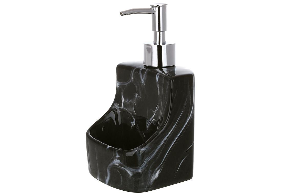 Диспенсер для жидкого мыла с местом для губки 400 мл Черный мрамор (851-311)