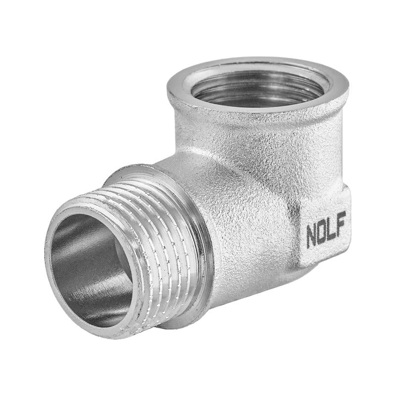 Угол 90° Nolf NFC.L06FM-N 1/2" MF внутренняя-внешняя резьба из никелированной латуни (OL-NF3105)