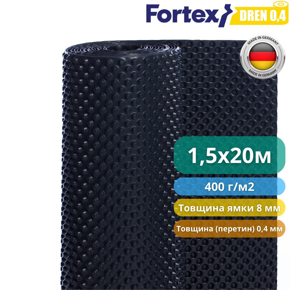 Мембрана для фундамента дренажная Fortex DREN 0,4 1,5x20 м 30 м2 (340058) - фото 15