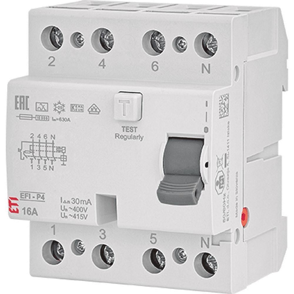 Дифреле ETI EFI6-P4 25А 30 мА 4P тип AC 6 кА (2061651)