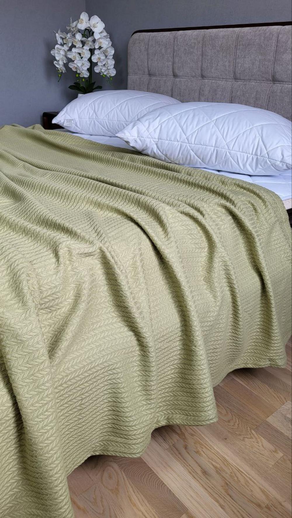 Покрывало Пике Косичка 140x220 см Нежная оливка (11216) - фото 6 Покрывало Пике Косичка 140x220 см Нежная оливка (11216) - фото 6