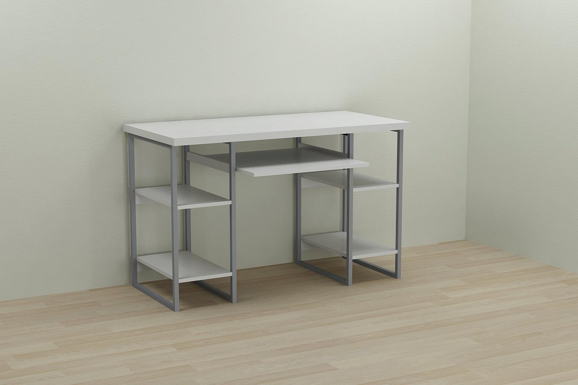 Стол компьютерный Ferrum-decor Тим ДСП 32 мм 75x140x70 см Серый/Белый (FRD-101902)