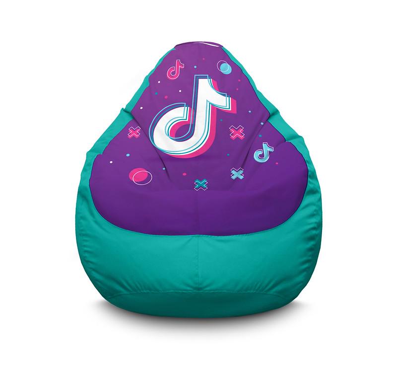 Кресло мешок iPuff Tik Tok Big logo Light blue Оксфорд XXL 90х125 см Бирюзовый