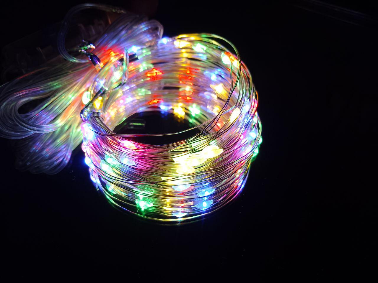 Гирлянда от USB светодиодная капли 10 м 100 LED 8 режимов с пультом. - фото 2