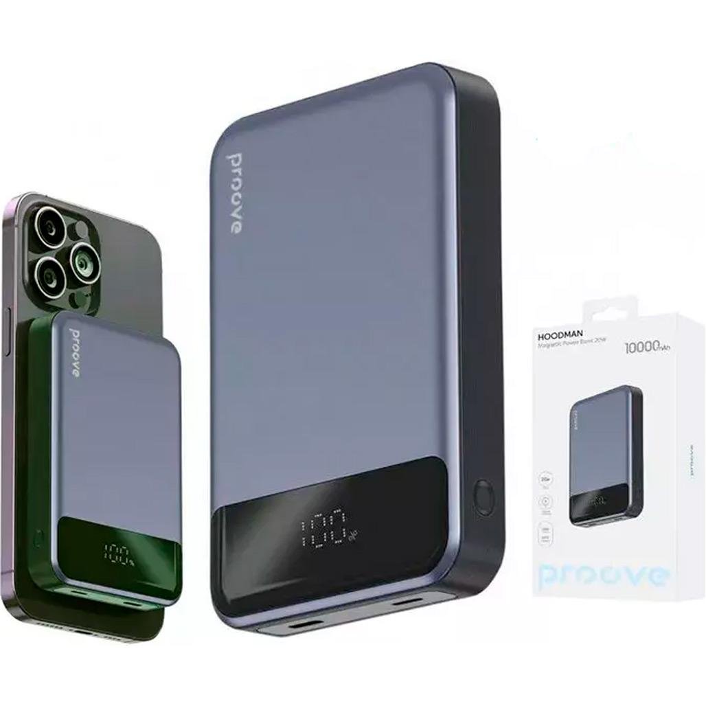 Внешний аккумулятор Proove Hoodman Magnetic 10000 mAh 20W Grey (PBH120010003) - фото 4 Внешний аккумулятор Proove Hoodman Magnetic 10000 mAh 20W Grey (PBH120010003) - фото 4