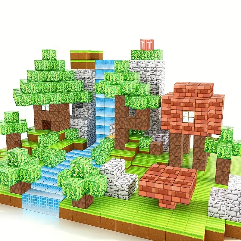 Конструктор магнитный Minecraft Лес и водопад 100 шт. (2698990892)