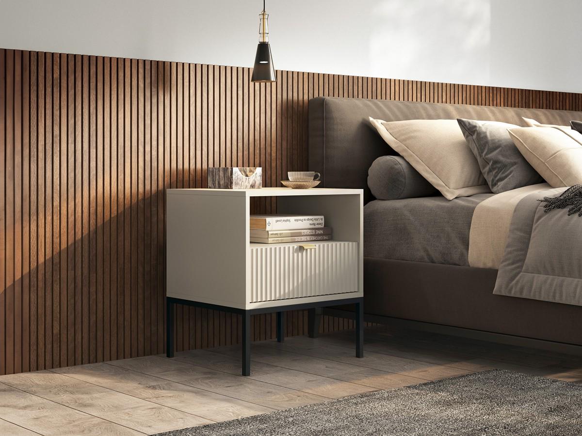 Тумба прикроватная Perfect Home Nova S54 с 1 ящиком и черными ножками Кашемир (PFH-091256) - фото 1