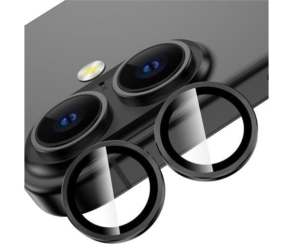 Защитное стекло с рамкой Eagle Eye для iPhone 16 / 16 Plus на заднюю камеру Черный