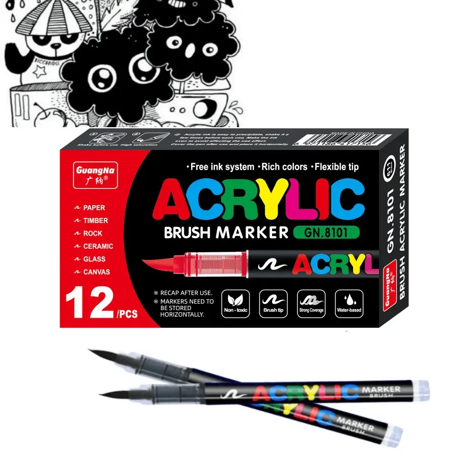 Маркер-кисть GuangNa Acrylic GN.8101 12 цветов (2709354575)