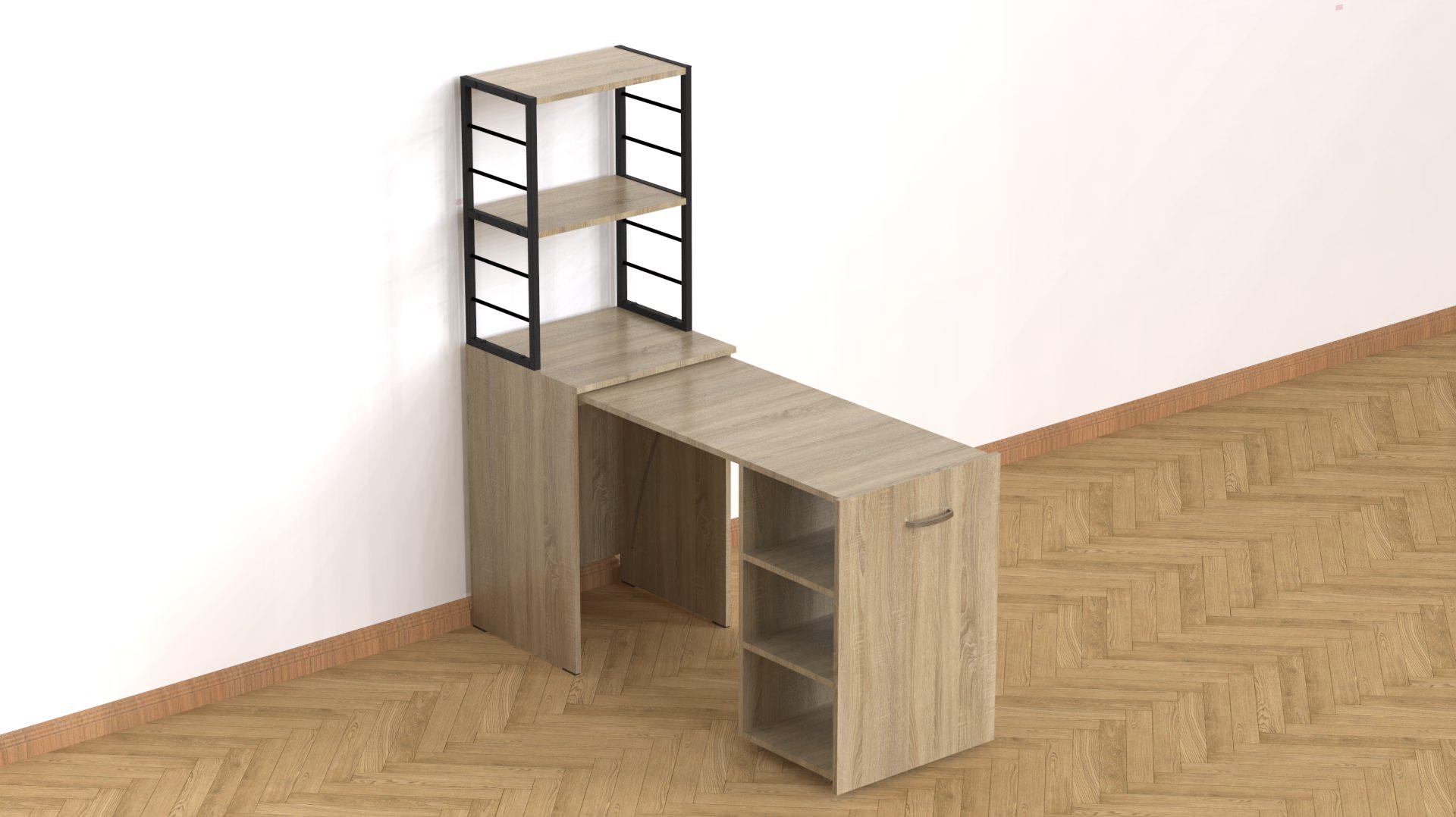 Стіл-тумба трансформер Ferrum-decor Смарт 4/1 з етажеркою метал/ДСП 16 мм 1430x1450x500 мм Чорний/Дуб Сонома (FRD-105126) - фото 9 Стіл-тумба трансформер Ferrum-decor Смарт 4/1 з етажеркою метал/ДСП 16 мм 1430x1450x500 мм Чорний/Дуб Сонома (FRD-105126) - фото 9