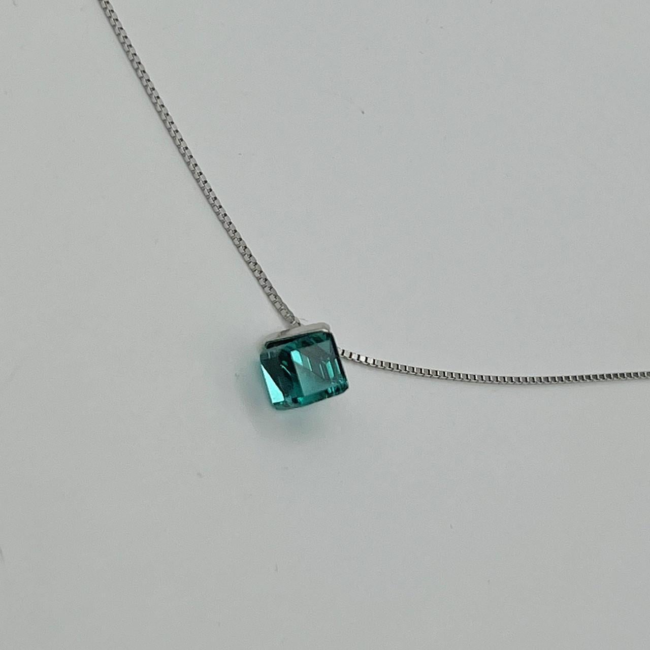 Колье серебряное с кристаллом Swarovski 40+4 см 3,3 г (2570983088)