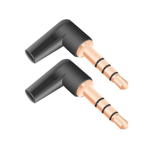 Штекер-конектор кутовий SUNROZ під паяння FreeEnd 3,5 мм TRRS 4Pin 2 шт. Black (A48605)