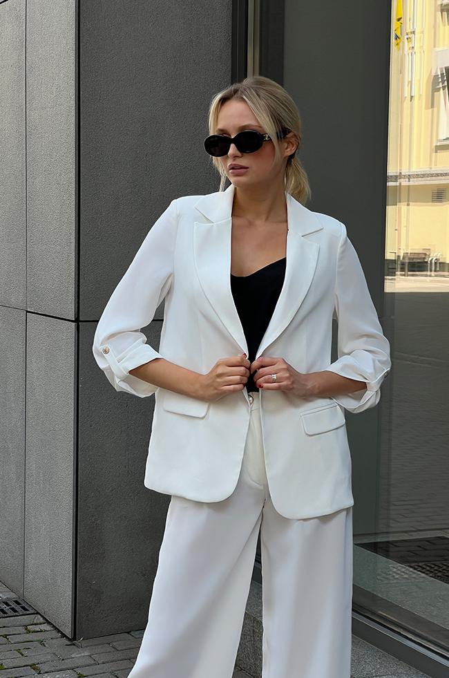 Костюм Lipar 0415 двойка жакет/брюки палаццо р. 42 Молочный (16916846) - фото 4 Костюм Lipar 0415 двойка жакет/брюки палаццо р. 42 Молочный (16916846) - фото 4