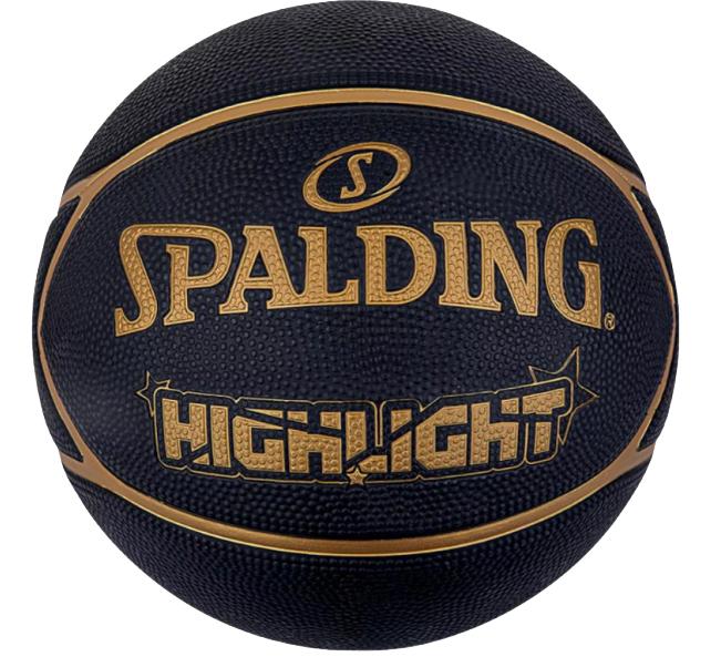 М'яч баскетбольний Spalding Highlight Unisex р. 7 Чорний/Золотий (689344405414)