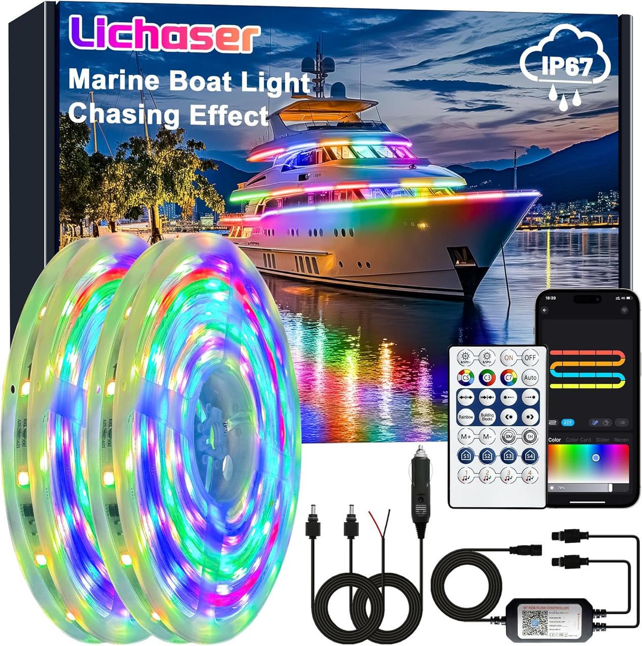 Светодиодная лента для лодки Lichaser RGB+IC (2854932895)