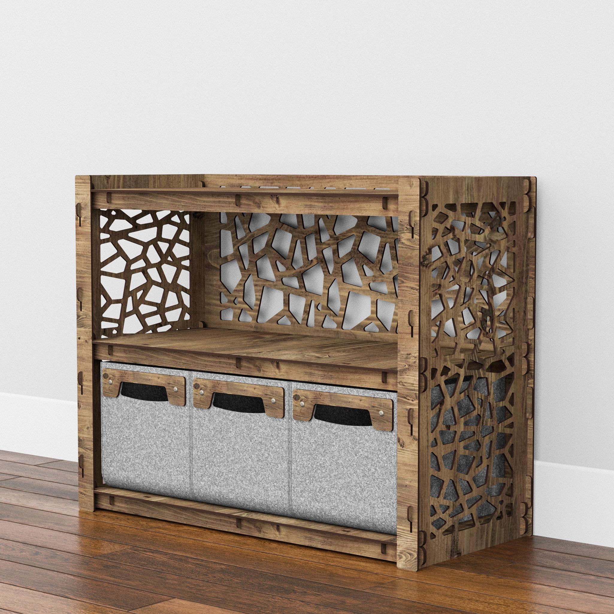 Комод для вещей низкий Hexagonica Stones на 3 ящика серые корзины 600х750х345 мм (119949)