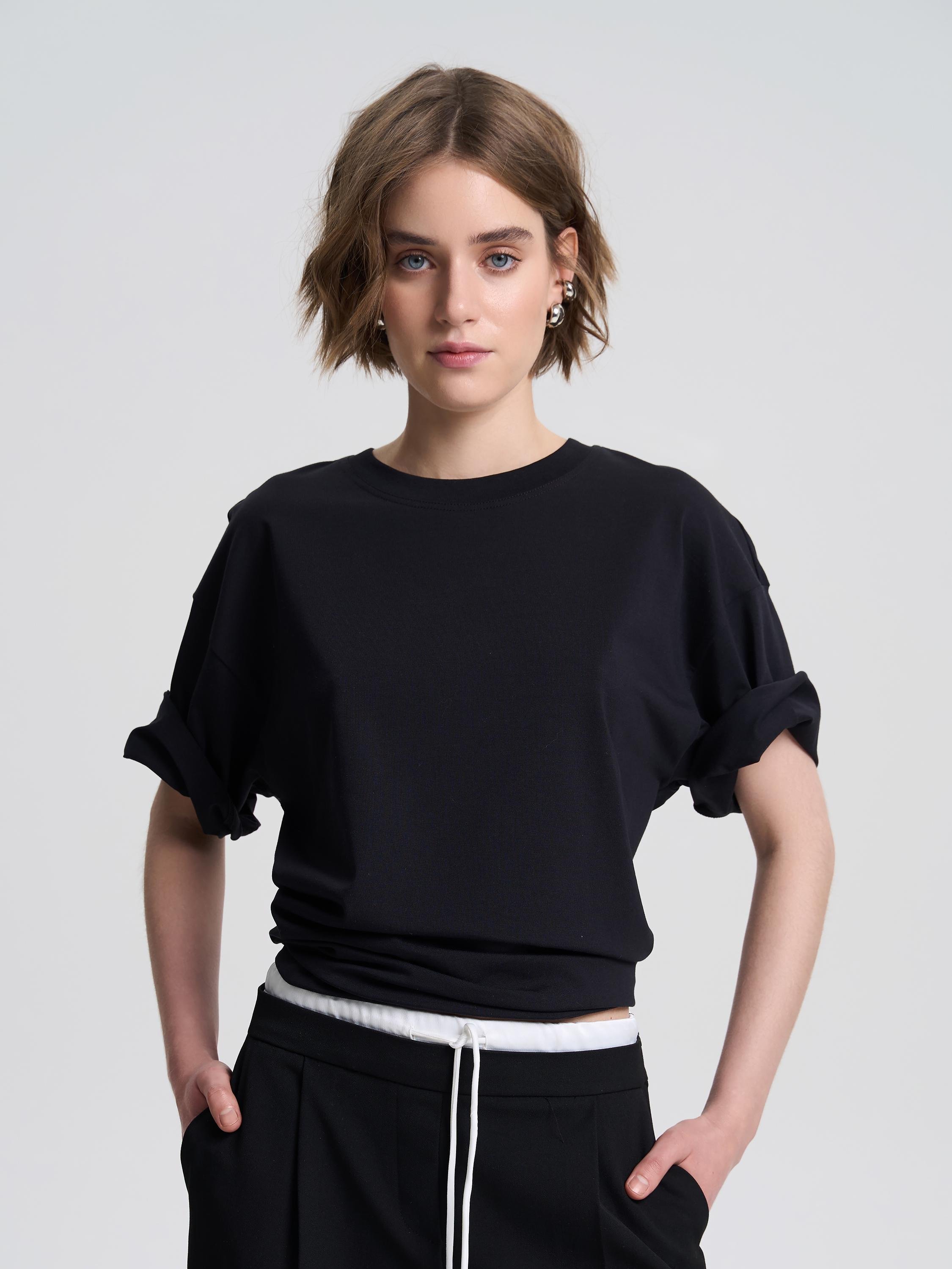 Футболка женская оверсайз ROZA 231105 S Черный (4824005697227) - фото 5 Футболка женская оверсайз ROZA 231105 S Черный (4824005697227) - фото 5