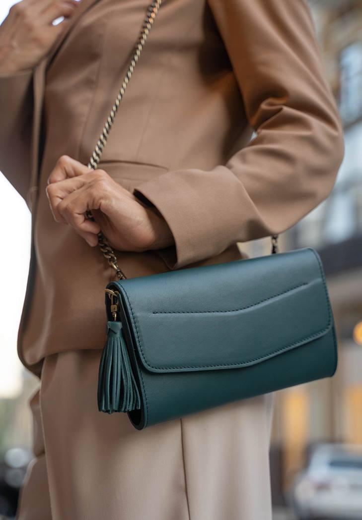 Кожаная женская сумка Элис Зеленый (A-026537)