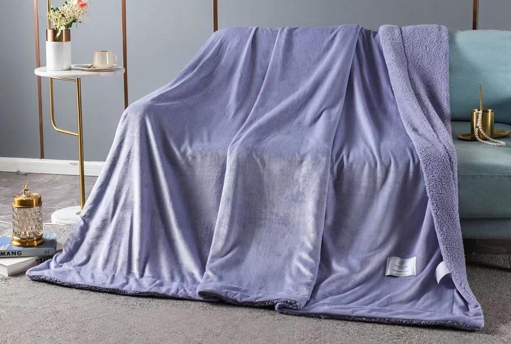 Плед Cotton home Colorful home Колосок 200х230 см двухсторонний с овчиной микрофибра 1204-3 Сиреневый (DR014143)