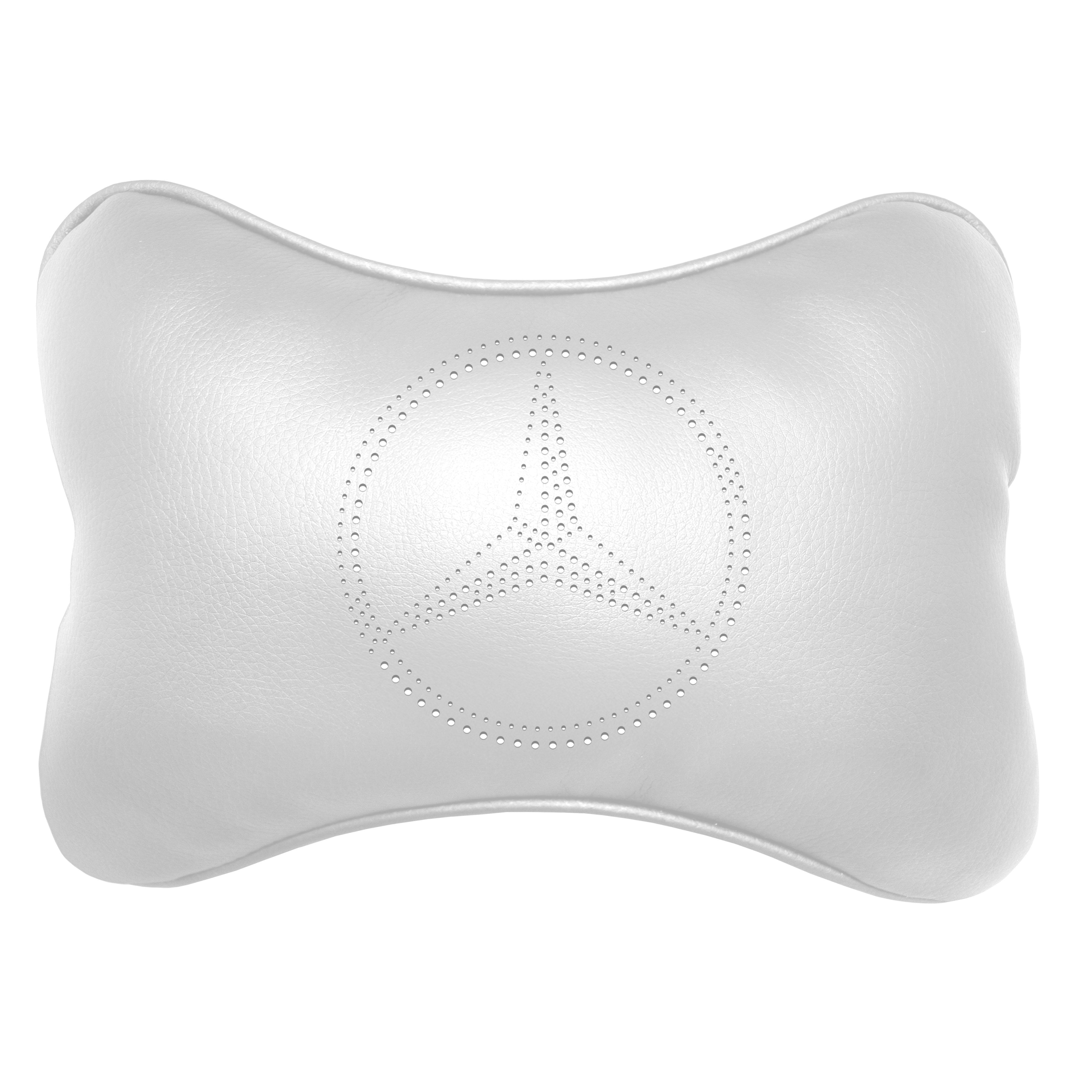 Подушка автомобильная Avtolife Mercedes-Benz для шеи из экокожи Белый (AVT-LWH-19) - фото 1 Подушка автомобильная Avtolife Mercedes-Benz для шеи из экокожи Белый (AVT-LWH-19) - фото 1