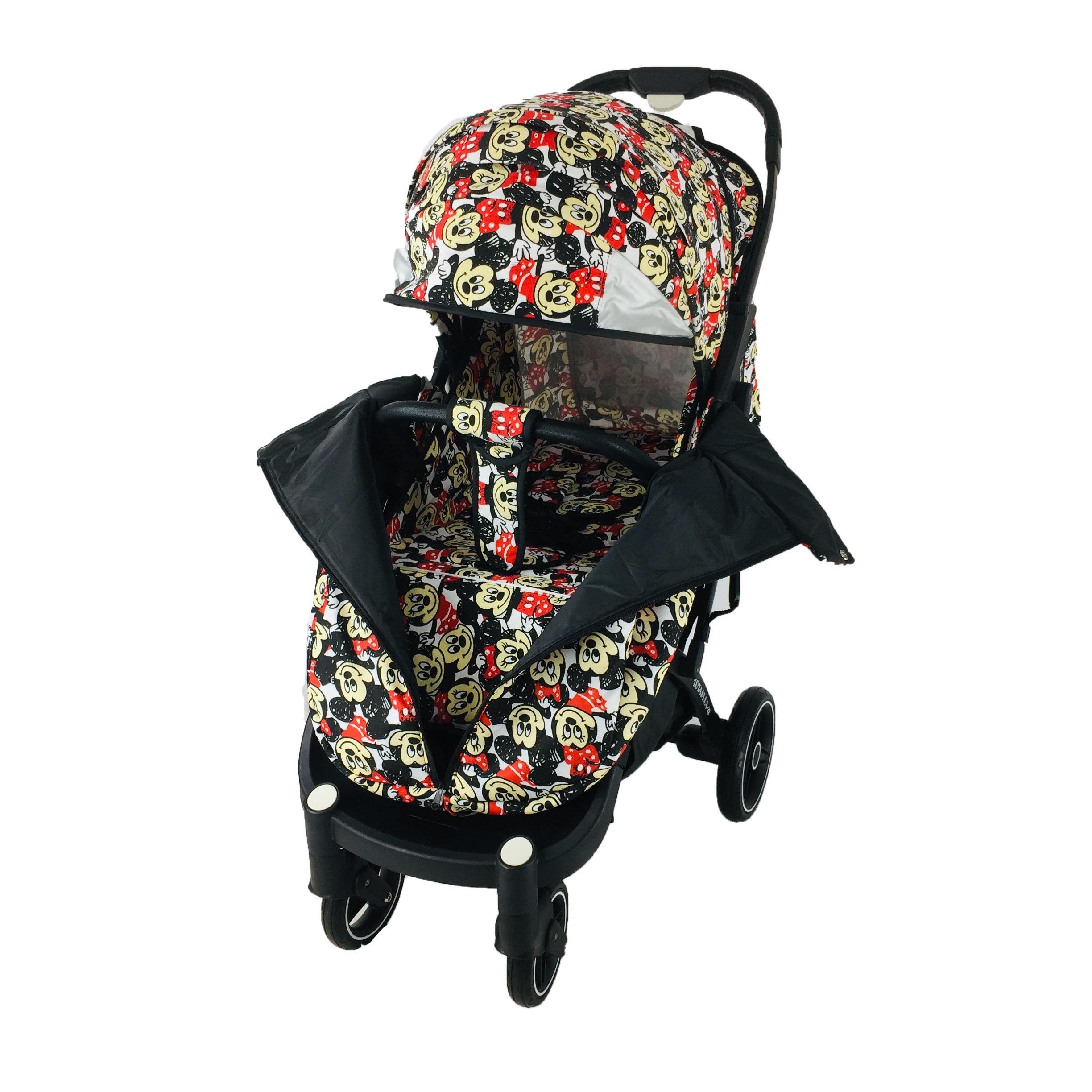 Коляска Yoya Plus Pro-22 Disney minni з дощовиком на чорній рамі Червоно-чорний Коляска Yoya Plus Pro-22 Disney minni з дощовиком на чорній рамі Червоно-чорний