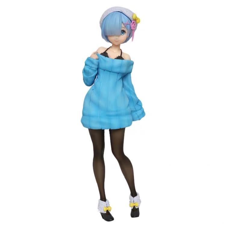 Фигурка Rem Re Zero в голубом свитере Жизнь в альтернативном мире с нуля 23 см