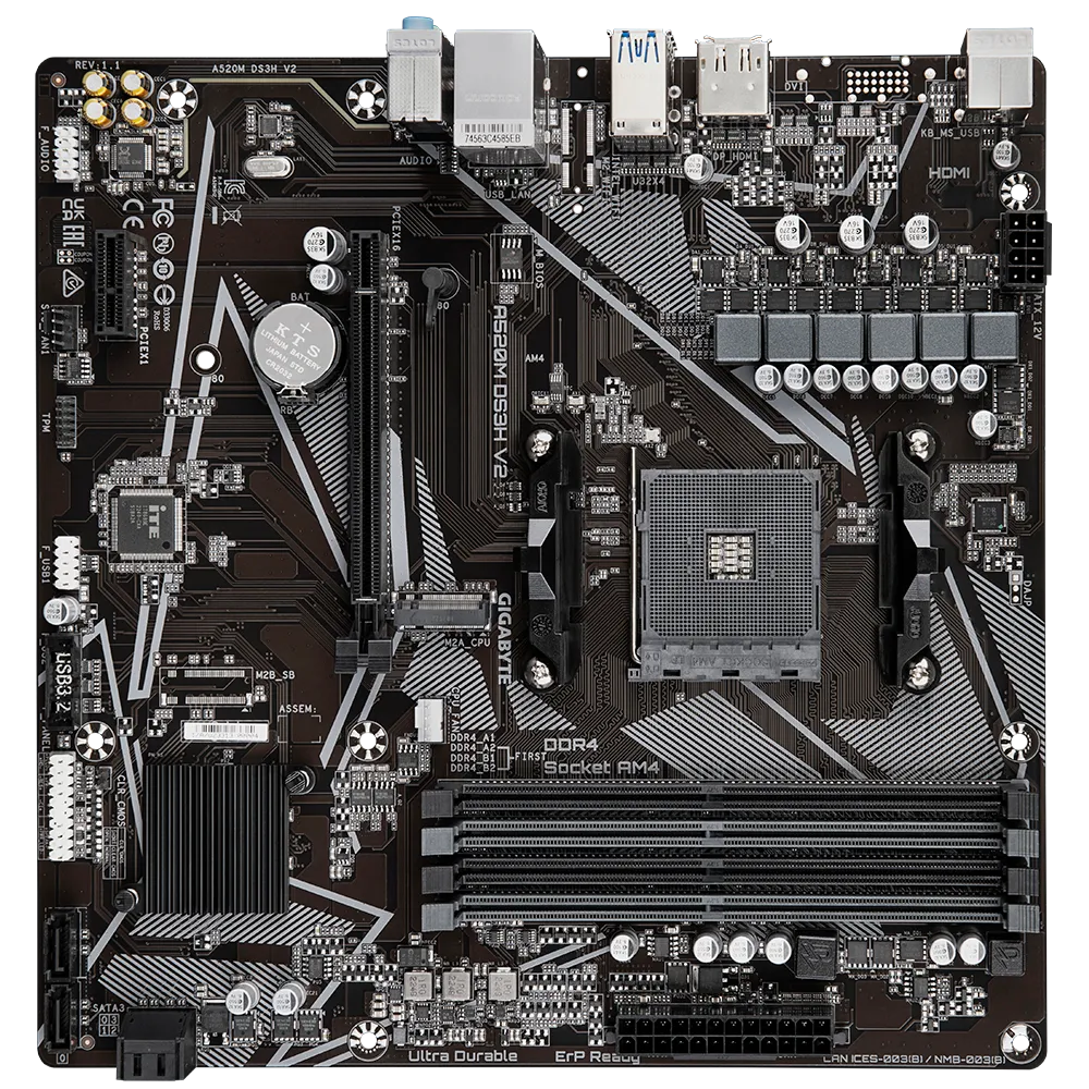 Материнська плата Gigabyte A520M DS3H V2 (13152222) - фото 4