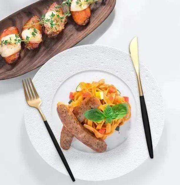 Набор столовых приборов Kitchen Ware из нержавеющей стали на 6 персон 24 шт. 40х26х6 см Черно-золотистый - фото 4