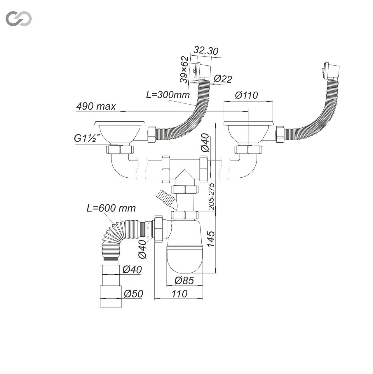 Сифон SoloPlast К1450 для мийки та умивальника пластиковий з відводом (2518030262) - фото 3 Сифон SoloPlast К1450 для мийки та умивальника пластиковий з відводом (2518030262) - фото 3