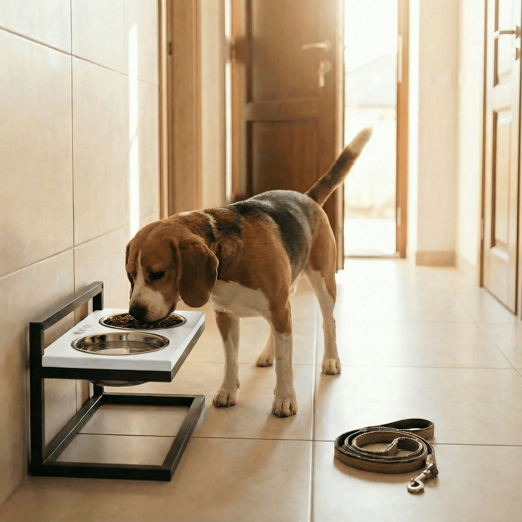 Миски на регулируемой подставке для средних собак Hollky Flex M 2х0,85 л (FM-422530-GRWH)