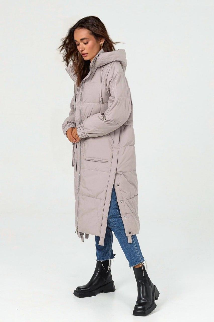 Куртка-пуховик жіноча р. 46 Айворі (3507b/46)
