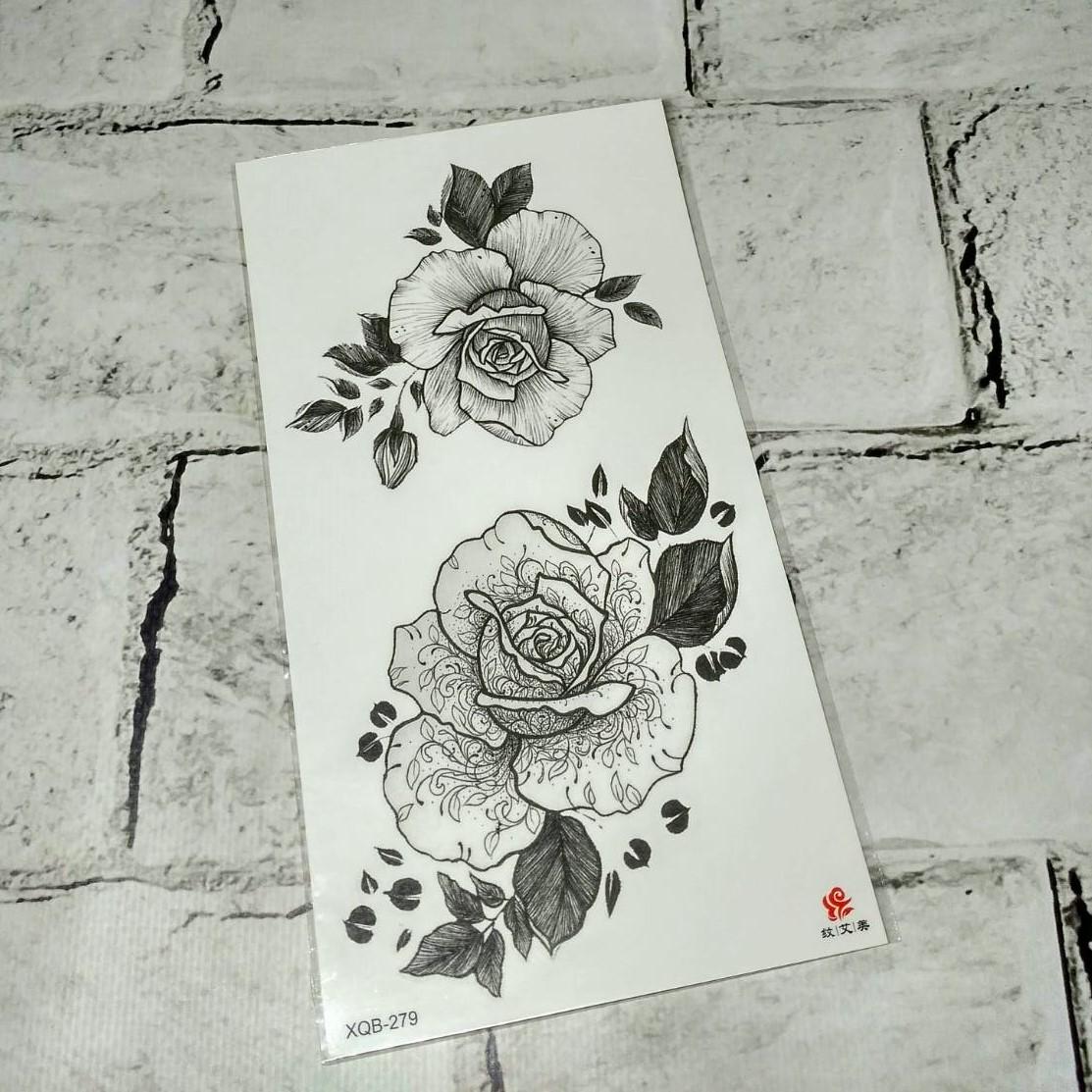 Тату временное Розы лист 11,5x21 см (XQB-279)