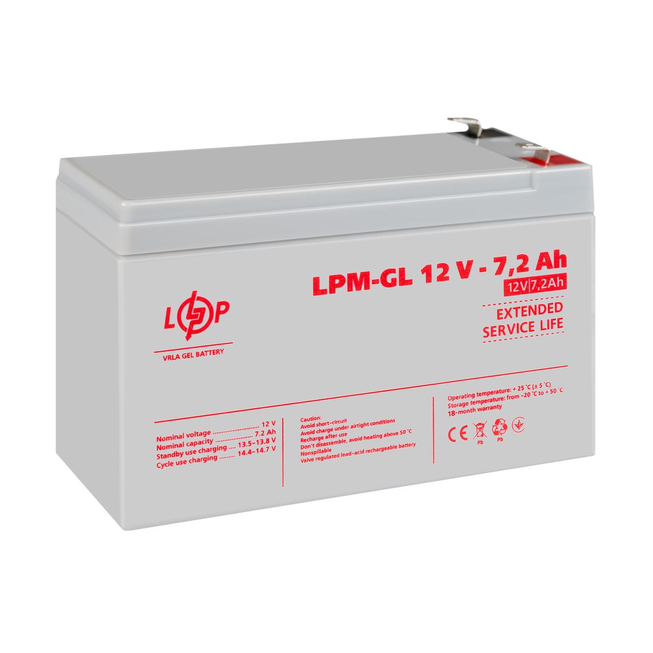 Аккумулятор гелевый LPM-GL 12V-7.2 Ah - фото 4 Аккумулятор гелевый LPM-GL 12V-7.2 Ah - фото 4