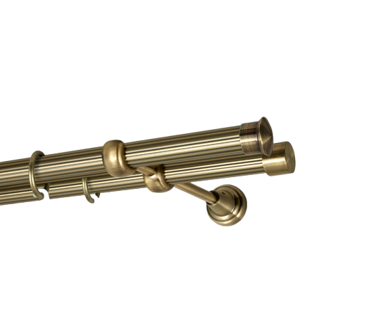 Карниз MStyle Дуо металлический двухрядный труба рифленая 19/19 мм 400 см Антик (K010695)