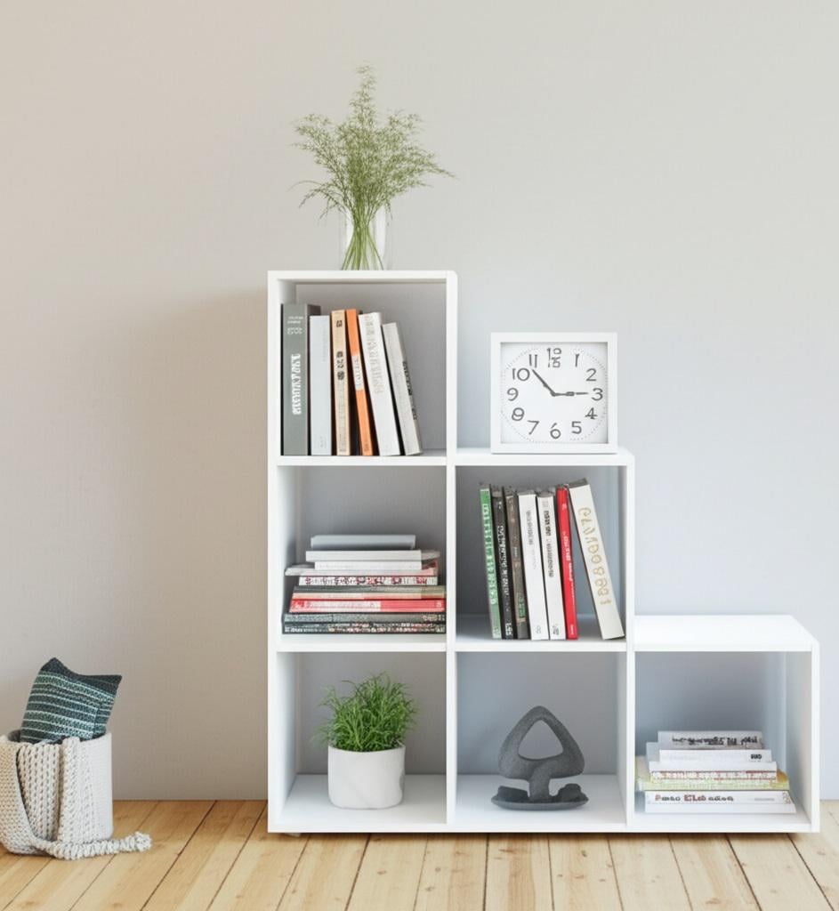 Стелаж настінно-підлоговий MEBLIBUD KUB модульний 6 секції Білий (31956/6) - фото 3 Стелаж настінно-підлоговий MEBLIBUD KUB модульний 6 секції Білий (31956/6) - фото 3