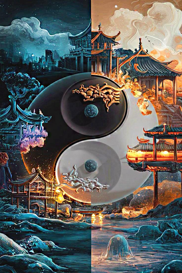 Алмазная мозаика MY-Art Инь-Янь день и ночь на подрамнике квадратные алмазы 40х60 см (ТNG1765)