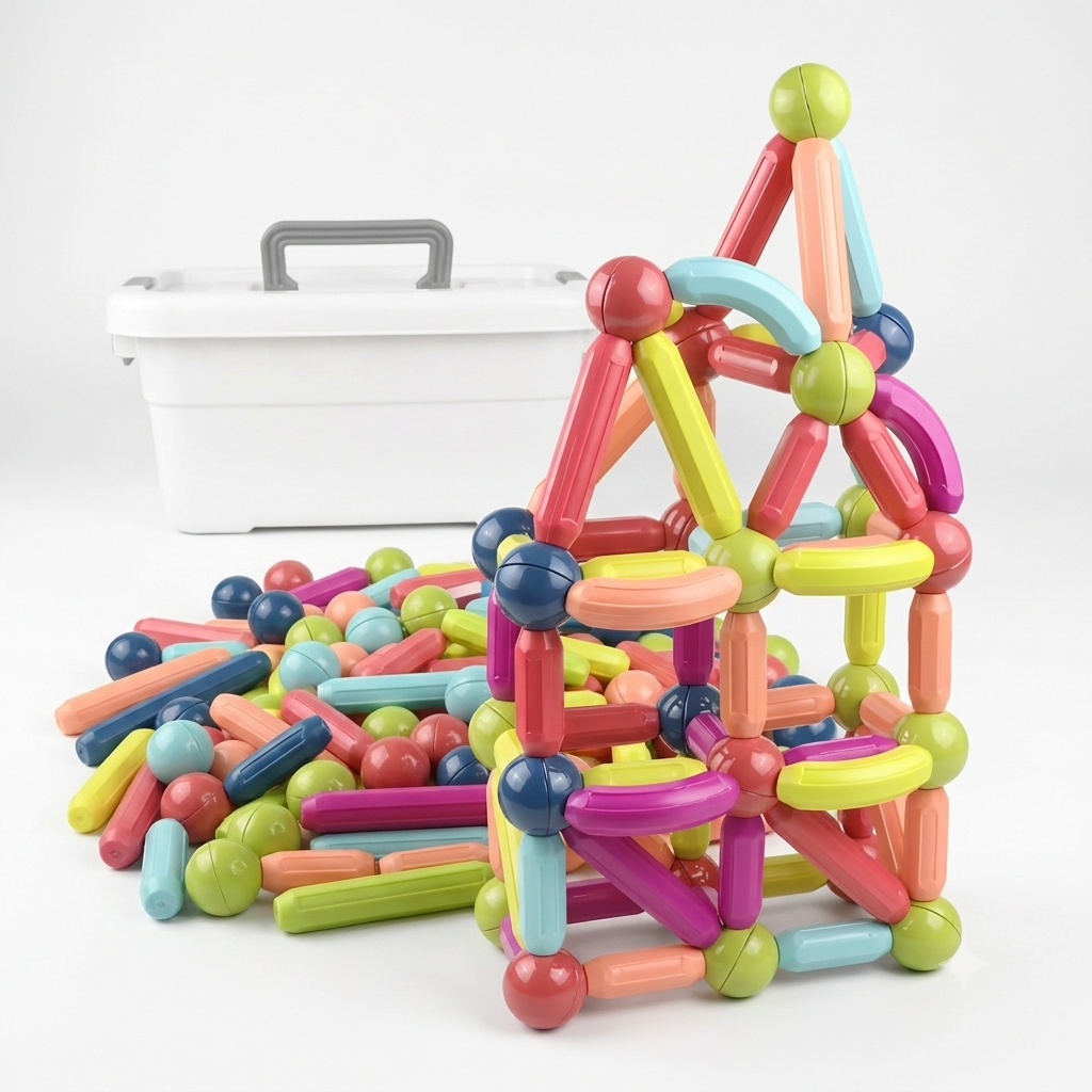Конструктор детский 3D магнитный Magnetic Sticks из 100 цветных деталей для развития ребенка (15410275)